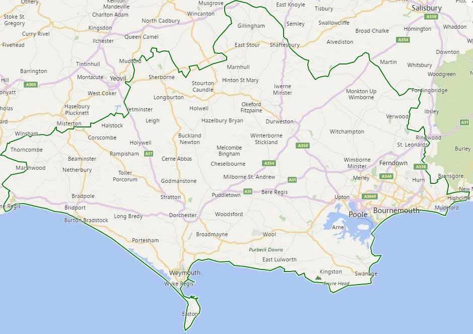 Devon Dorset Border Map